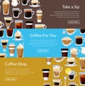 Vector coffee shop horizontal banner templates