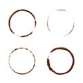 Vector coffee stain set isolated on white background. Cup ring splashes and circle drink marks Royalty Free Stock Photo