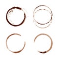 Vector coffee stain set isolated on white background. Cup ring splashes and circle drink marks Royalty Free Stock Photo