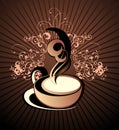 Vector coffee,tea floral background