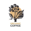 Vector coffee tree branch. Symbol