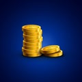 Vector coins isolated. Golden coins success economy .