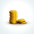 Vector coins isolated. Golden coins success economy . Treasure jackpot winning