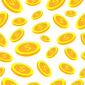 Vector coins rain on white background