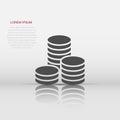 Vector coins stack icon in flat style. Money coin sign illustration pictogram. Currency money business concept