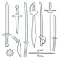 Vector cold weapons outline set