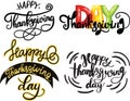 Vector colection of Thanksgiving lettering for invitations or festive greeting cards. Handwritten calligraphy set