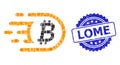 Textured Lome Stamp and Square Dot Collage Bitcoin