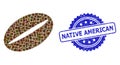 Textured Native American Stamp Seal and Square Dot Collage Coffee Bean