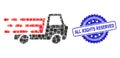 Scratched All Rights Reserved Stamp and Square Dot Collage Delivery Car Chassi