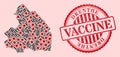 Corona Virus Vaccine Mosaic Drenthe Province Map and Rubber Vaccine Stamp