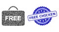 Textured Free Chicken Stamp Seal and Square Dot Collage Free Case Royalty Free Stock Photo