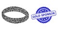Scratched Gold Sponsor Stamp and Square Dot Mosaic Gold Ring