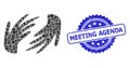 Distress Meeting Agenda Seal and Square Dot Collage Hands