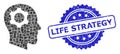 Rubber Life Strategy Stamp Seal and Square Dot Mosaic Head Gear