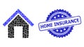 Textured Home Insurance Stamp and Square Dot Collage Home