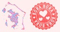 Composition of Sexy Smile Map of Bora-Bora and Grunge Heart Stamp