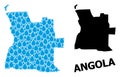 Vector Collage Map of Angola of Liquid Dews and Solid Map Royalty Free Stock Photo