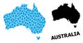 Vector Collage Map of Australia of Liquid Drops and Solid Map