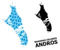 Vector Collage Map of Bahamas - Andros Island of Water Tears and Solid Map