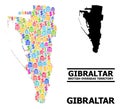 Vector Collage Map of Gibraltar of Financial and Commerce Icons