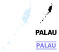 Winter Mosaic Map of Palau Islands of Snowflakes