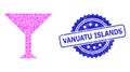 Rubber Vanuatu Islands Stamp Seal and Square Dot Collage Martini Cup