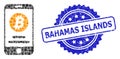 Grunge Bahamas Islands Stamp and Square Dot Collage Mobile Bitcoin Account
