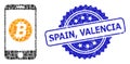 Textured Spain, Valencia Stamp and Square Dot Collage Mobile Bitcoin Bank