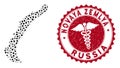 Mosaic Novaya Zemlya Islands Map with Grunge Caduceus Stamp