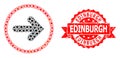 Scratched Edinburgh Stamp and Covid-2019 Mosaic Right Pointer