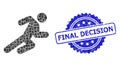 Distress Final Decision Stamp and Square Dot Collage Running Man