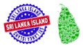 Bicolor Sri Lanka Island Grunge Seal Stamp with Winery Composition of Sri Lanka Island Map