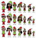 Vector Collection of African American Christmas or Holiday Style Stick Figures