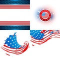 Vector collection of american flag illustration Royalty Free Stock Photo