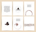 Vector collection of artistic cards with coffee emblems & logo, hand drawn coffee beans & seeds, textures & patterns.