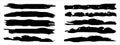 Vector collection of artistic grungy black paint hand made creative brush stroke set isolated on banner background. A group of Royalty Free Stock Photo