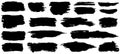 Collection of artistic grungy black paint hand made creative brush stroke set isolated on white background. Royalty Free Stock Photo