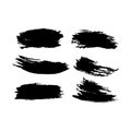Vector collection of artistic grungy black paint hand made creative brush stroke set isolated on white background. A group of Royalty Free Stock Photo