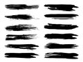Vector collection of artistic grungy black paint hand made creative brush