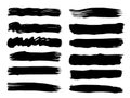 Vector collection of artistic grungy black paint hand made creative brush stroke set Royalty Free Stock Photo