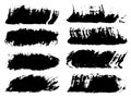 Vector collection of artistic grungy black paint hand made creative brush stroke set Royalty Free Stock Photo