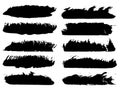 Vector collection of artistic grungy black paint hand made creative brush stroke set Royalty Free Stock Photo