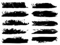 Vector collection of artistic grungy black paint hand made creative brush stroke set Royalty Free Stock Photo