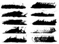 Vector collection of artistic grungy black paint hand made creative brush stroke set Royalty Free Stock Photo