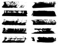 Vector collection of artistic grungy black paint hand made creative brush stroke Royalty Free Stock Photo