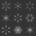 Vector icy abstract crystal snow flakes