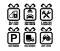 Vector collection of auto gift flat icons, car service square symbols