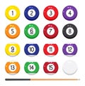 Vector collection of billiard pool or snooker balls Royalty Free Stock Photo