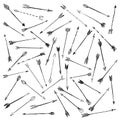 Vector collection black hand-drawn arrows. Royalty Free Stock Photo